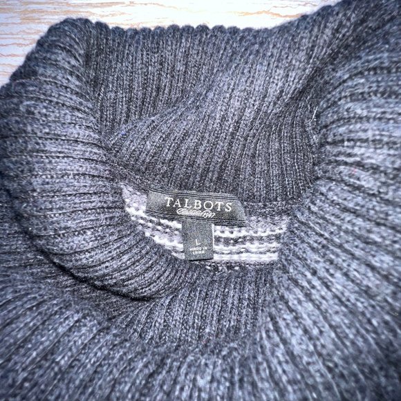 Talbots Classic Gray Cotton and Wool Pullover Sweater, Size Large, EUC! - Picture 5 of 12